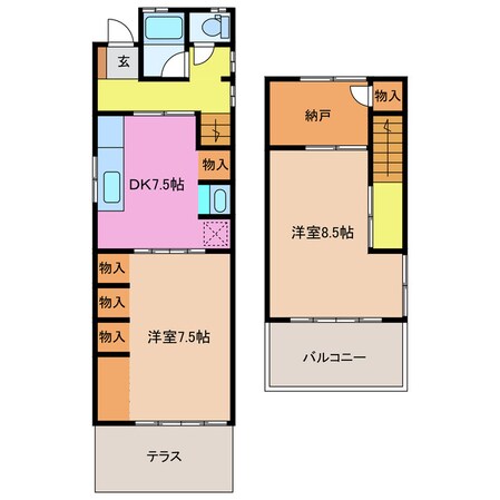 高茶屋駅 徒歩14分 2階の物件間取画像